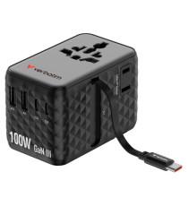 Adattatore - da viaggio universale - GaN III - con cavo USB-C retrattile - Nero - Verbatim