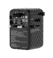 Adattatore - da viaggio universale - GaN III - con cavo USB-C retrattile - Nero - Verbatim