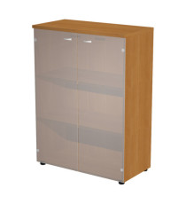 Armadio modulare - a 2 ante vetro - 90 x 44 x 123 cm - noce chiaro