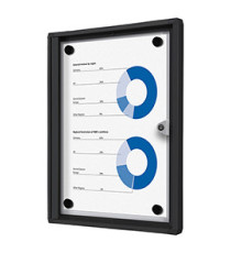 Bacheca per interni - con ante battenti - 1 foglio A4 - cornice nera - verticale - Showdown