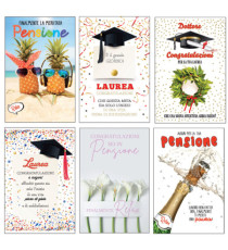 Biglietto Laurea/Pensione - con glitter - fantasie assortite - Rex Sadoch