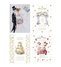 Biglietto Matrimonio - con foil oro e rilievo - fantasie assortite - Rex Sadoch