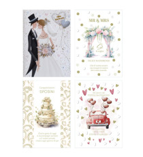 Biglietto Matrimonio - con foil oro e rilievo - fantasie assortite - Rex Sadoch