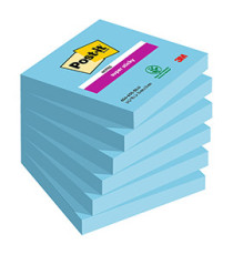 Blocco Post-it Super Sticky - 654-6SS-BLU - 76 x 76 mm - blu - 90 fogli - Post-it - conf. 6 pezzi