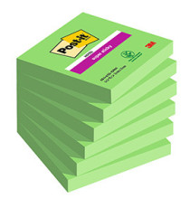 Blocco Post-it Super Sticky - 654-6SS-GRN - 76 x 76 mm - verde - 90 fogli - Post-it - conf. 6 pezzi