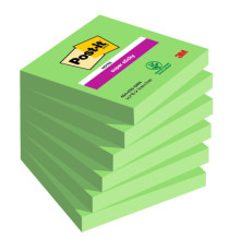 Blocco Post-it Super Sticky - 654-6SS-GRN - 76 x 76 mm - verde - 90 fogli - Post-it - conf. 6 pezzi