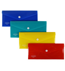 Busta con bottone - PP - 22,5 x 12,5 cm - colori assortiti - Plastibor