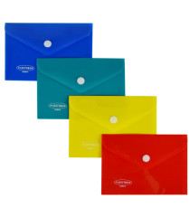 Busta con bottone in PP 14,5 x 10,5cm colori assortiti Plastibor