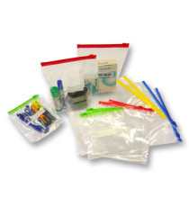 Buste slider - con chiusura zip e cursore - 20 x 25 x 3 cm - 60 micron - LDPE - trasparente/giallo - Viva - conf. 50 pez