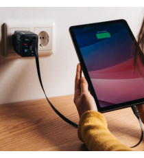 Caricabatterie - da muro - GaN - 65W - 2 porte - con cavo retrattile -Verbatim