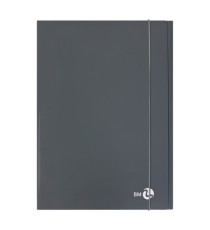 Cartella 3 lembi con elastico - A4 - dorso piatto - grigio scuro - BM
