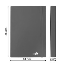 Cartella progetto con elastico - 25 x 34 cm - dorso 3 cm - grigio scuro - BM