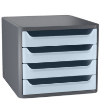 Cassettiera 1400 First - 4 cassetti - 28,8 x 34,6 x23,4 - grigio\azzurro chiaro - Cep