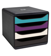 Cassettiera Big Box 4 -linea Titane - 34,7 x27,8 x 26,7 cm - 4 cassetti - colori assortiti - Exacompta