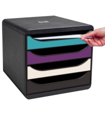Cassettiera Big Box 4 -linea Titane - 34,7 x27,8 x 26,7 cm - 4 cassetti - colori assortiti - Exacompta