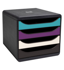 Cassettiera Big Box 4 -linea Titane - 34,7 x27,8 x 26,7 cm - 4 cassetti - colori assortiti - Exacompta