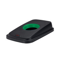 Coperchio per cestino SELECTO - con foro - nero/verde - Rotho