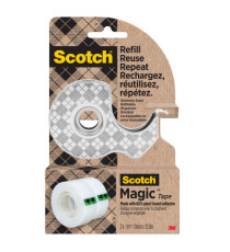 Dispenser di nastro adesivo - 2 rotoli Scotch Magic inclusi - acciaio - Scotch