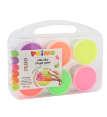 Ditacolor colori a dita - 100ml  - c/pennello - valigetta 6 colori fluo - Primo