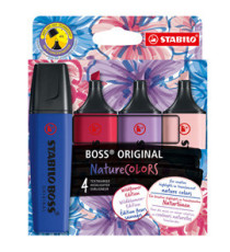 Evidenziatori Stabilo Boss Wildflowers - punta a scalpello - tratto 2 - 5 mm - colori assortiti - Stabilo - astuccio 4 p