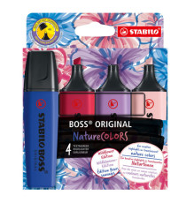 Evidenziatori Stabilo Boss Wildflowers - punta a scalpello - tratto 2 - 5 mm - colori assortiti - Stabilo - astuccio 4 p