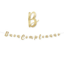 Festone Buon compleanno - in cartoncino - oro - Big Party