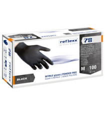 Guanti in nitrile R78 - senza polvere - taglia M - nero - Reflexx - conf. 100 pezzi