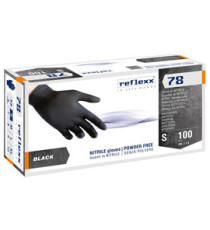 Guanti in nitrile R78 - senza polvere - taglia S - nero - Reflexx - conf. 100 pezzi