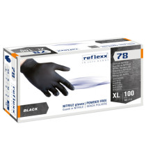 Guanti in nitrile R78 - senza polvere - taglia XL - nero - Reflexx - conf. 100 pezzi