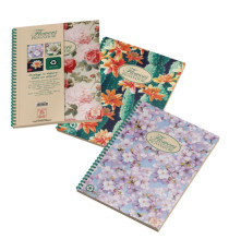 Maxiquaderno Nature Flowers - spiralato sul lato lungo - microperforato - 4 fori - A4 - 80 gr - 120 fogli - 5mm - Pigna