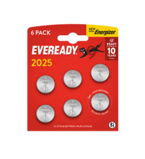 Micropila Eveready Lithium CR2025 - 3V - a pastiglia - litio - Energizer - blister 6 pezzi