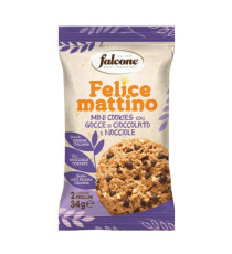 Mini cookies con gocce di cioccolato e nocciole - monoporzione da 34 gr - Falcone