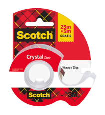 Nastro adesivo  in chiocciola Crystal 600 - 19 mm x 25 m + 5m gratis - acrilico - trasparente - Scotch