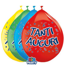 Palloncino - diametro 26 cm - lattice - Tanti auguri - conf. 10 pezzi