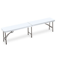Panca Horeca - pieghevole - 44 x 30 x 183 cm - acciaio/HDPE - bianco - Garden Friend