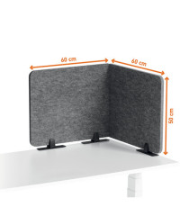 Pannello divisorio da scrivania EFFECT - feltro - pieghevole - 1,2 m - Durable