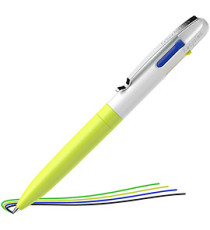 Penna a sfera Take 4 - punta media - 4 colori - fusto giallo fluo - Schneider