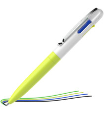 Penna a sfera Take 4 - punta media - 4 colori - fusto giallo fluo - Schneider