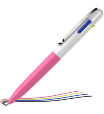 Penna a sfera Take 4 - punta media - 4 colori - fusto rosa fluo - Schneider