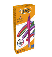 Penna sfera a scatto 4 Colori Smooth - 1.0 mm - fusto rosa - Bic - conf. 12 pezzi