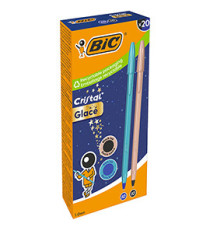 Penna sfera Cristal Glacè - 1.0 mm - fusto blu e rosa - Bic - conf. 20 pezzi