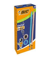 Penna sfera Cristal Glacè - 1.0 mm - fusto blu e rosa - Bic - conf. 20 pezzi