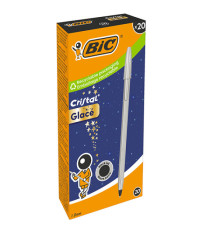 Penna sfera Cristal Glacè - 1.0 mm - inchiostro nero - fusto argento - Bic - conf. 20 pezzi