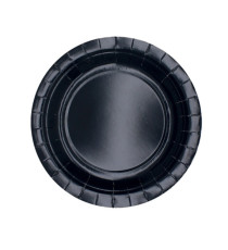 Piatti piani Ecocolor - Ø18cm - biodegradabile - nero - Big Party - conf. 25 pezzi