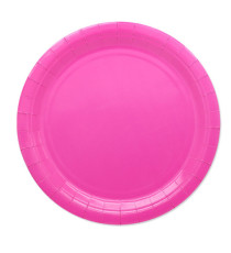 Piatti piani Ecocolor - Ø24cm - biodegradabile - fucsia - Big Party - conf. 25 pezzi