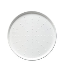 Piatto piano monouso - per pizza - rotondo - diametro 32,5 cm - canna da zucchero - bianco - Signor Bio - conf. 50 pezzi