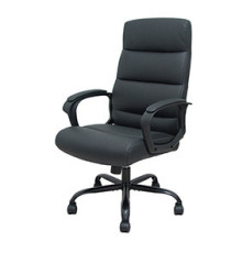 Poltrona direzionale Opti545 - con braccioli fissi e schenale alto - ecopelle - nero - Piqueras y Crespo