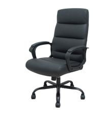 Poltrona direzionale Opti545 - con braccioli fissi e schenale alto - ecopelle - nero - Piqueras y Crespo