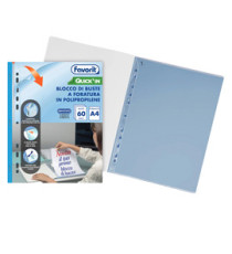 Quick IN blocco buste forate - liscio - A4 - trasparente - Favorit - conf. 60 buste