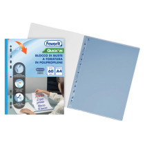 Quick IN blocco buste forate - liscio - A4 - trasparente - Favorit - conf. 60 buste